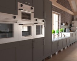 3D render of a contemporary kitchen interior